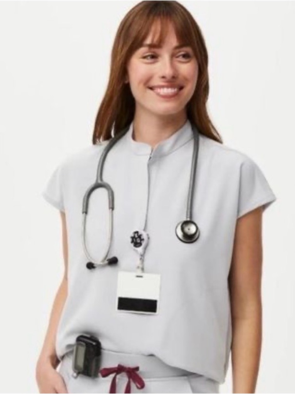 Figs Rafaela Scrub Top - Cement